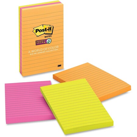 Post-It Notes, Sprstky, 4X6, 3Pk, Lined MMM6603SSUC